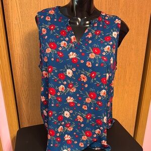 Maurices Blue Sleeveless V-neck Blouse